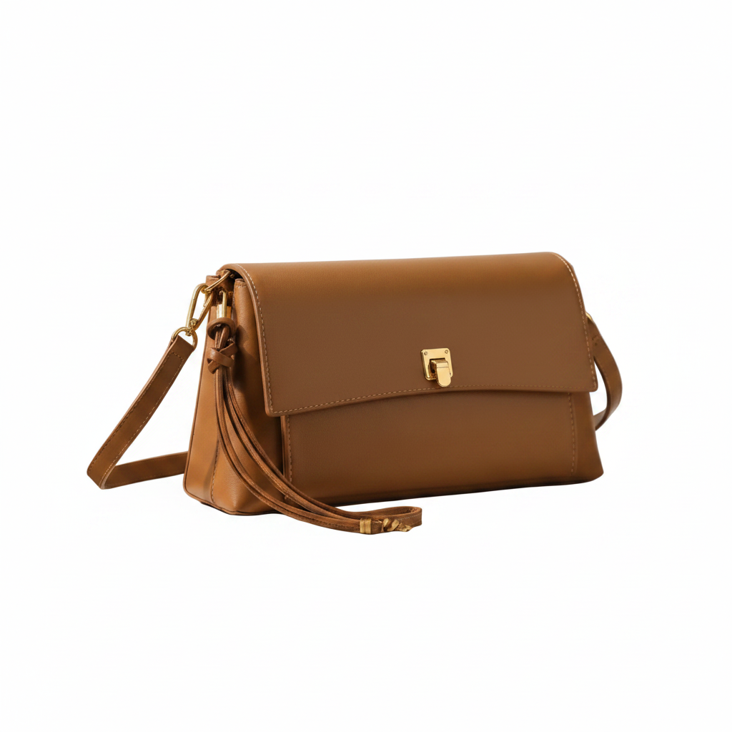 Tan Flap bag in sophisticated setting