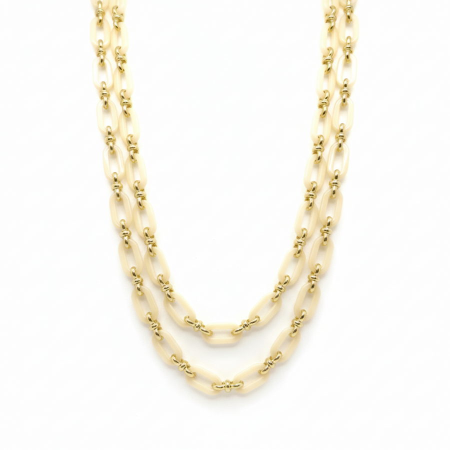 Ivory & Statement Link layered gold necklace by Lumi